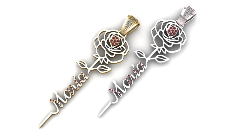 family pendant, rose design necklace PENDANT 3d printable model