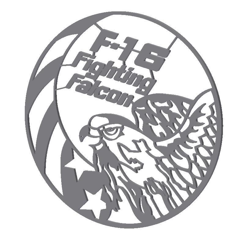 F-16 Fighting Falcon USA Patch WireFrame Black/White