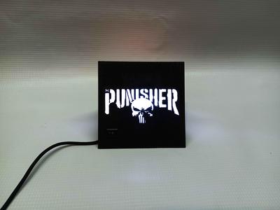 Triangular USB table lamp with the theme of The Punisher