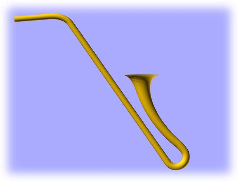 Bb3 natural trumpet saxophone-shaped (Trompette Si bémol 3 naturelle en forme de saxophone) same harmonics as a valve trumpet