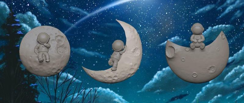 Cell phone holder, Astronaut and Luna ornaments