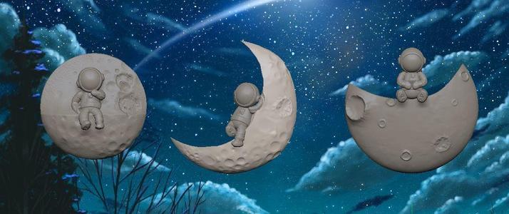 Cell phone holder, Astronaut and Luna ornaments