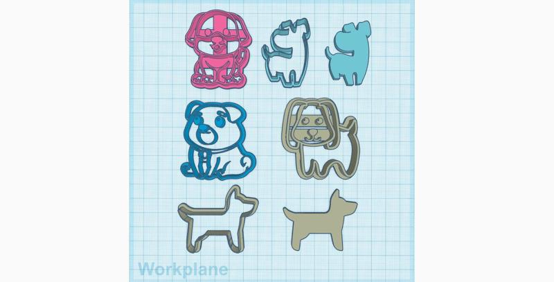 Cookie cutter, Polymer Clay Cutter Dog, Puppy, Doggy, Pup shape, Set 5PCS