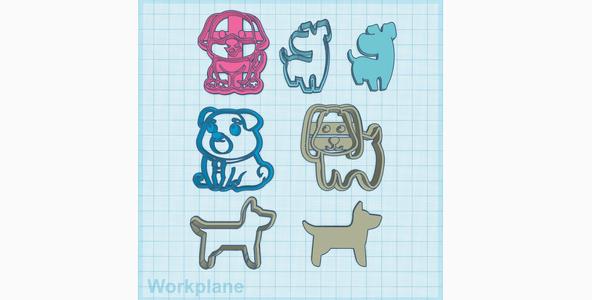 Cookie cutter, Polymer Clay Cutter Dog, Puppy, Doggy, Pup shape, Set 5PCS