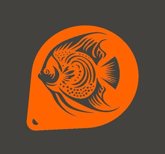 Ornamental Fish Discus Stencil 1