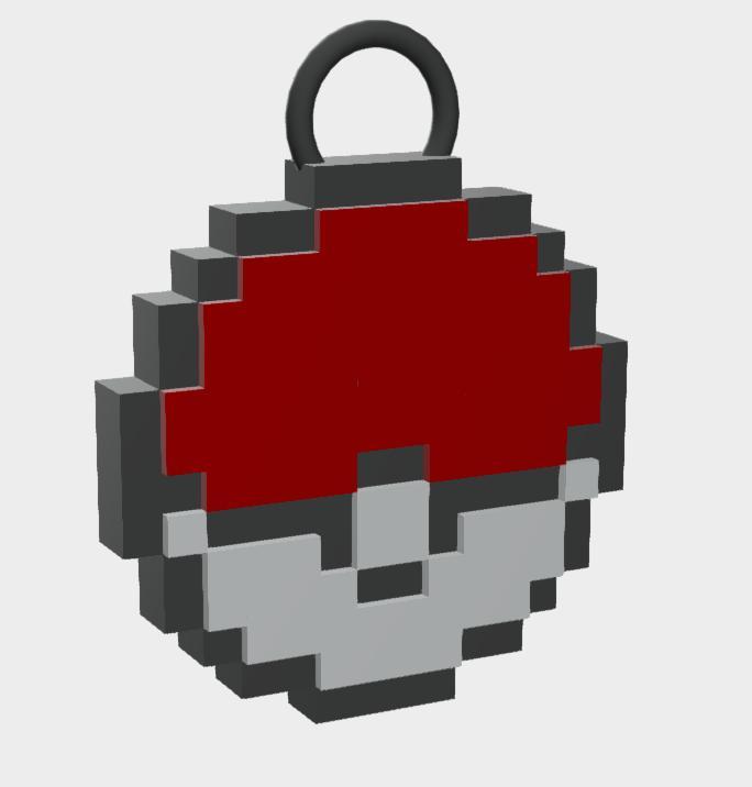 Pixel Pokeball Keychain