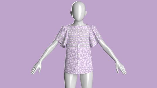 Kids Printed Woven Tops | Marvelous / Clo3d / obj / fbx