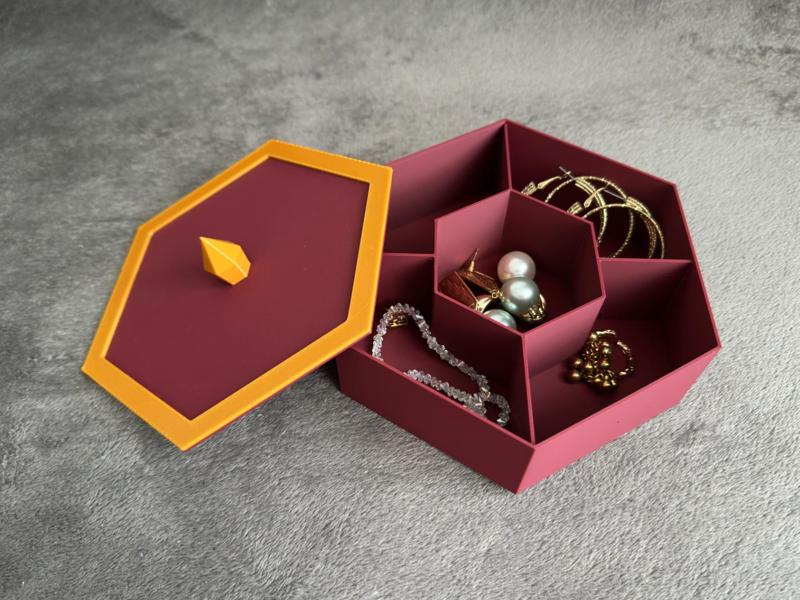 Hexagon Jewelry Box for Rings, Bracelets, Earrings
