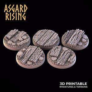 Wooden Ruins - 5x 25/28/30/32mm Round Base /Pre-supported/