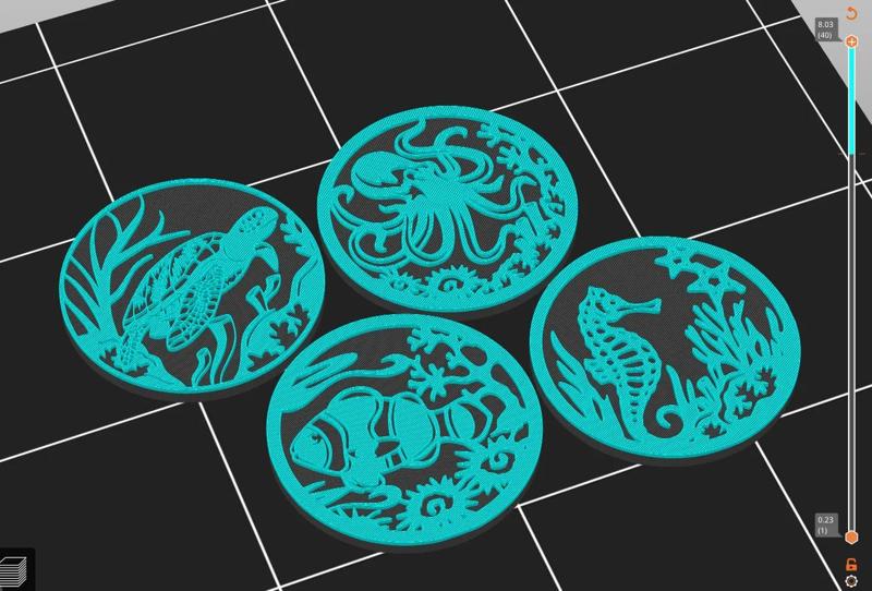 4pcs Sea Creatures Decorative Magnets   