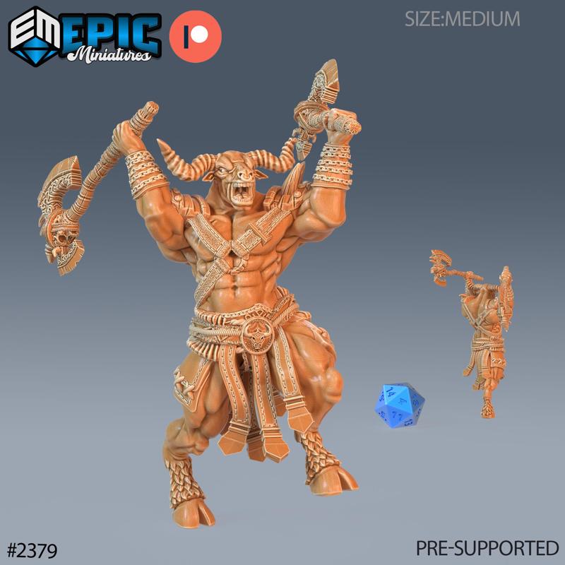 Minotaur Adventurer Axe / Longhorn Humanoid / Bulky Warrior / Half Bull Man