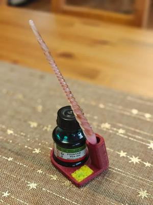 Glass pen and inkwell stand   