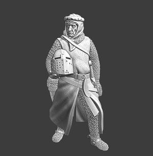 Medieval Knight with helmet in hand