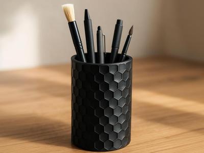 Honeycomb Pen Holder — Geometric Desk Organizer
