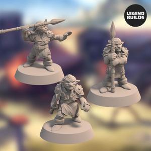 Nikta Warriors with Spears Bundle (3 miniatures) - 3D printable miniature - STL file