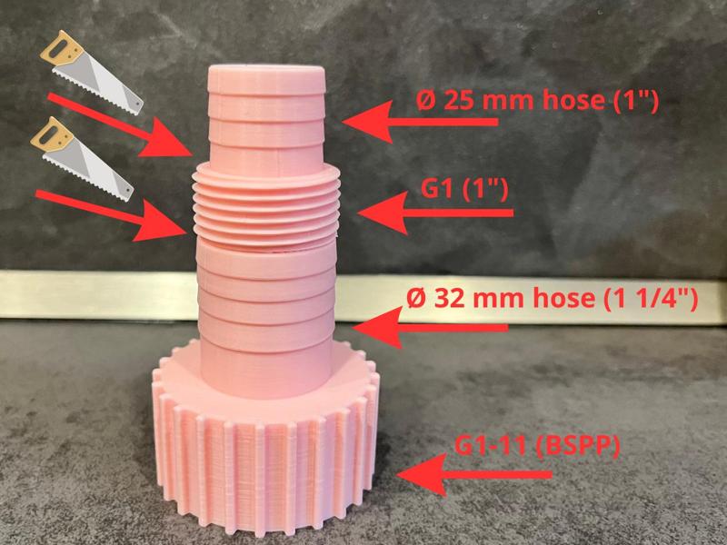 Hose Connector for Submersible Pump (G1, 25/32mm)