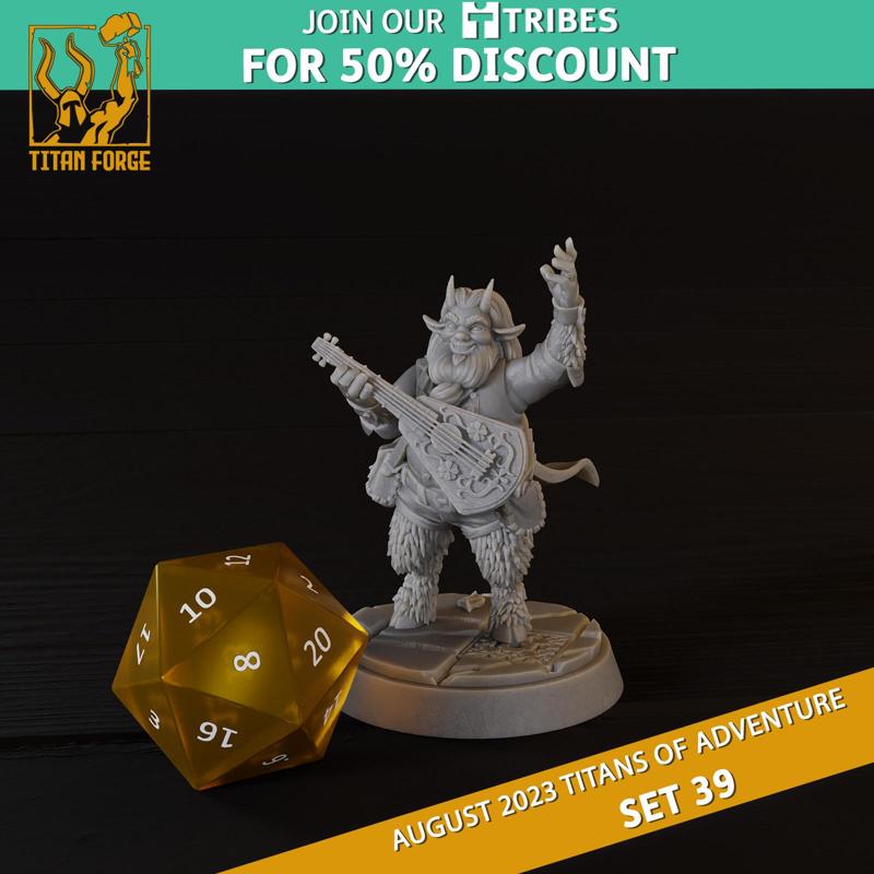 Satyr Male Bard - RPG Hero Character D&D 5e - Titans of Adventure Set 39