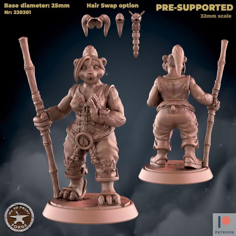 Female Panda Monk with Staff