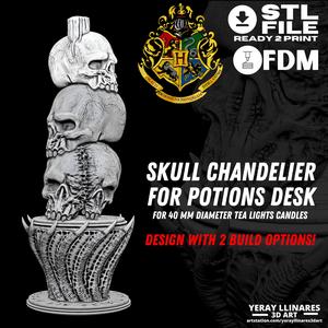 Hogwarts Skull ornamentation for potion desk with candle option