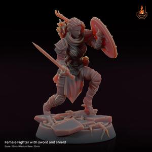 Female Fighter with Sword and Shield [Supported]