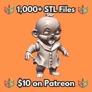 28mm DND Fantasy Giant Mutant Baby Toddler Monster MineeForm FDM 3D Print STL File   
