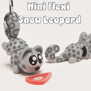 Cute Mini Flexi Snow Leopard ❄🐆 | Articulated Fidget Toy + Keychain | Print-in-Place | Multicolor 3MF STL Files