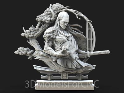 3D Model STL File for CNC Router Laser & 3D Printer Male Samurai Warrior