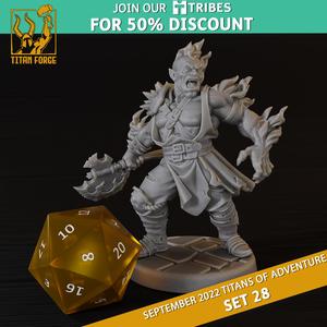 Fire Genasi Male Barbarian - RPG Hero Character D&D 5e - Titans of Adventure Set 28