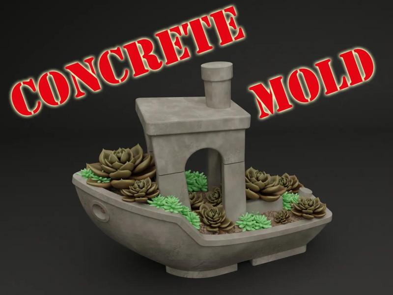 Concrete Benchy Planter Mold   