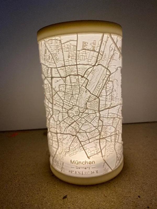 Minimalist City Map Lithophane Lamps   