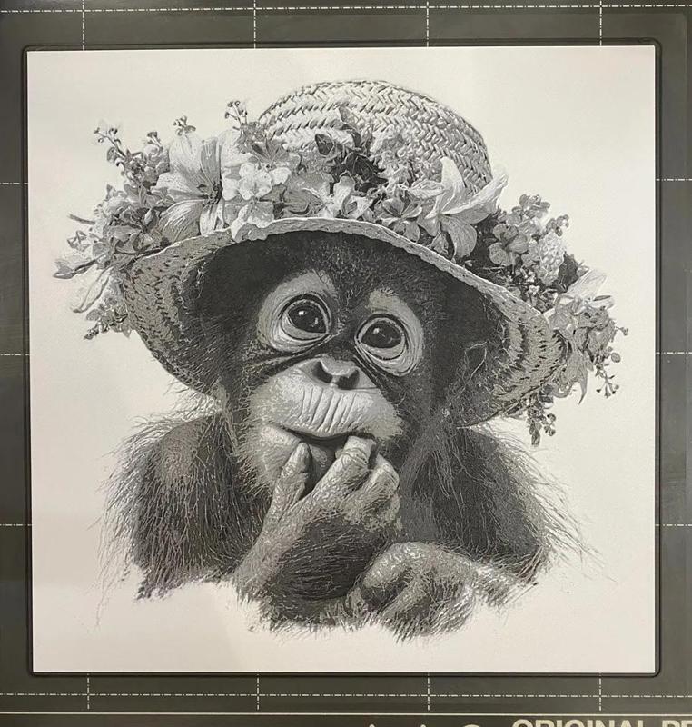 Baby Orangutan in a Flowered Hat - Hueforge   