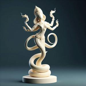 201 Ivory Serpent Dancer - Indian Style Minimalist Statue, character, monster, fantasy, art, sculpture, model, animal, 3d model, statue, creature, magic, 3d print, collectible, cat, wood, dragon, sword, base, warrior, wild, dog