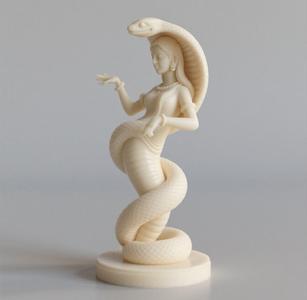 273 Ivory Serpent Dancer - Indian Style Minimalist Statue, character, monster, fantasy, art, sculpture, model, animal, 3d model, statue, creature, low poly, 3d print, collectible, cat, wood, dragon, sword, base, warrior, wild, dog