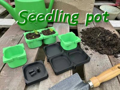 Seedling pot with saucer, modular   