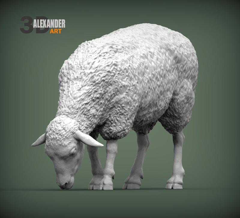 Sheep eat 3D print model