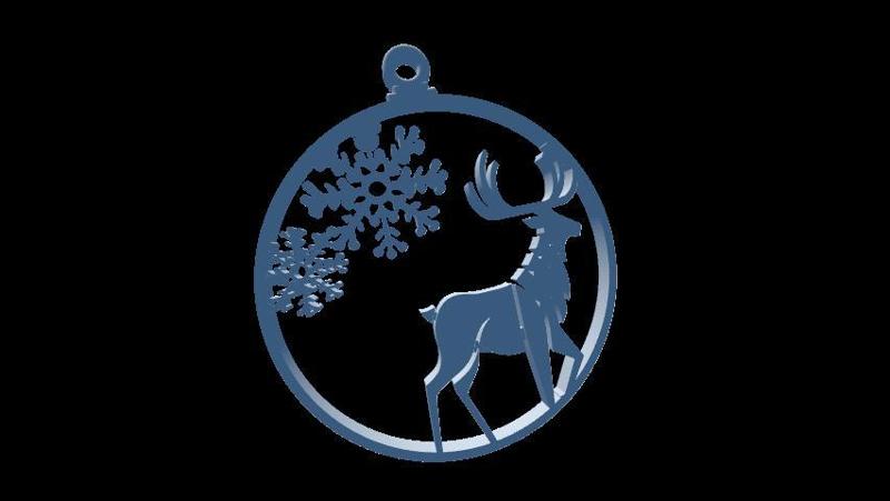 palla di natale renna e fiocco di neve