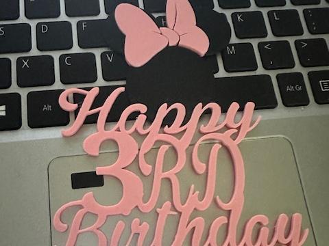 Mini mouse 3 YO birthday cake topper