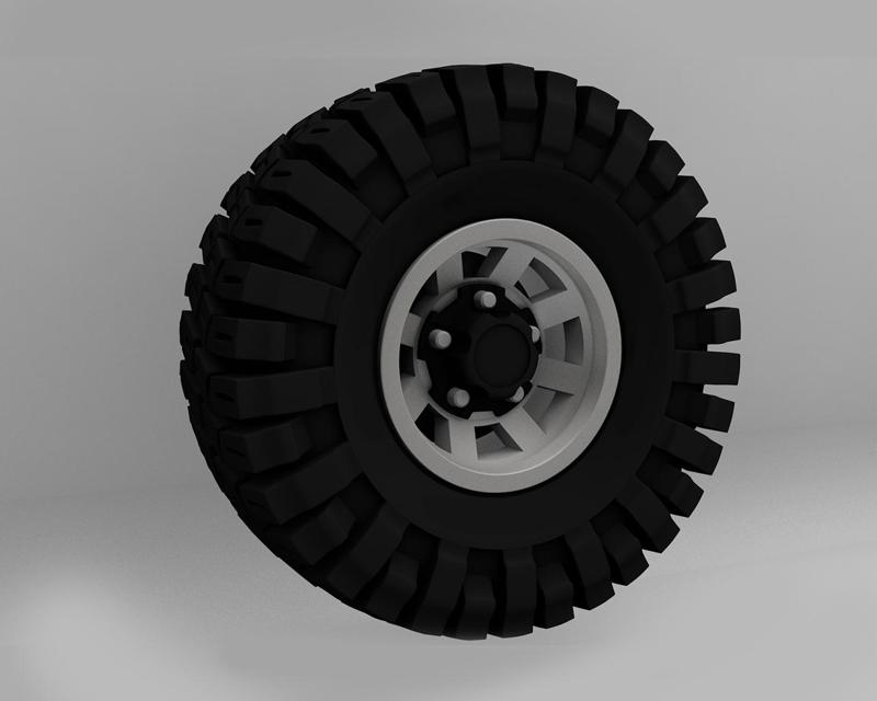 Off-Road Tire and Wheel 3D Model for RC Vehicles and Prototypes