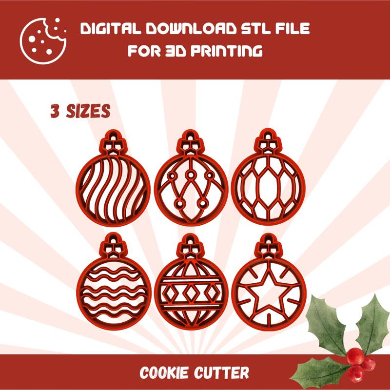 CUTTY clay stl 6 styles 3 sizes Xmas tree ornaments cookie cutters