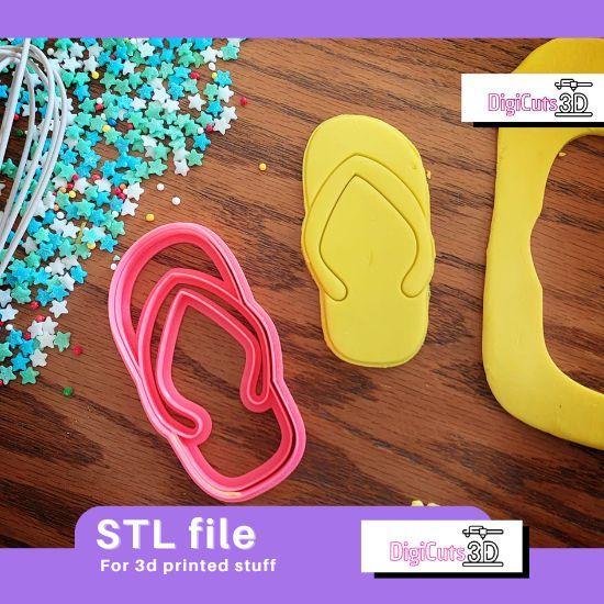 Flip Flop COOKIE CUTTER - SUMMER TROPICAL COOKIE CUTTER STL FILE