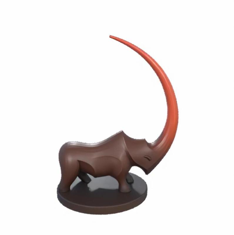 Rhino-Lancer - Stylized Longhorn Rhino Figurine