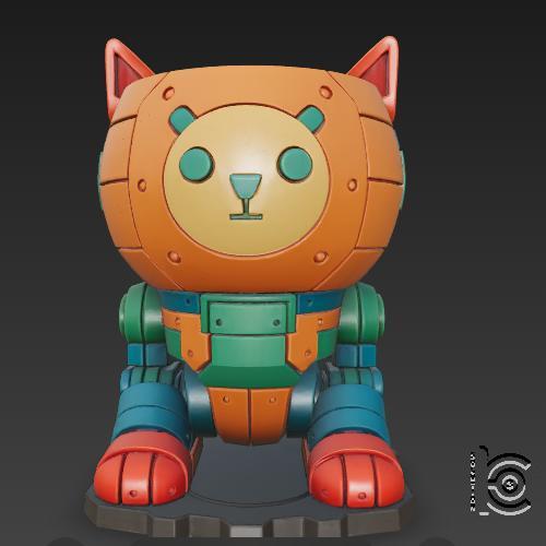 Battle Kitty - Armored Robot Cat - 3D Printable Figurine