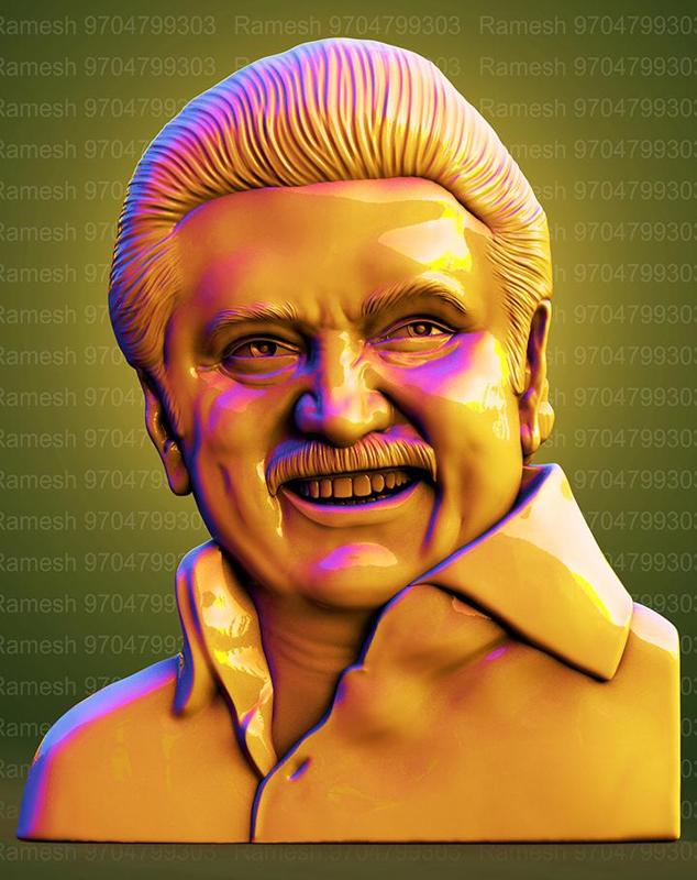 Tamil Nadu CM Stalin 3d model for jewelry CAD design | Tamil Nadu CM Stalin 3d bas relief for CNC