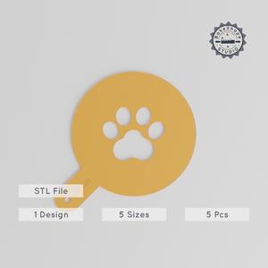Paw Art Stencil Set, 5 Piece, Animal Footprint Design, 20-60mm, Latte & Decor, Use with Sugar, Glitter, Paint