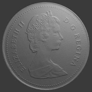 Canada, 25 Cents, Face Side, 3D Scan