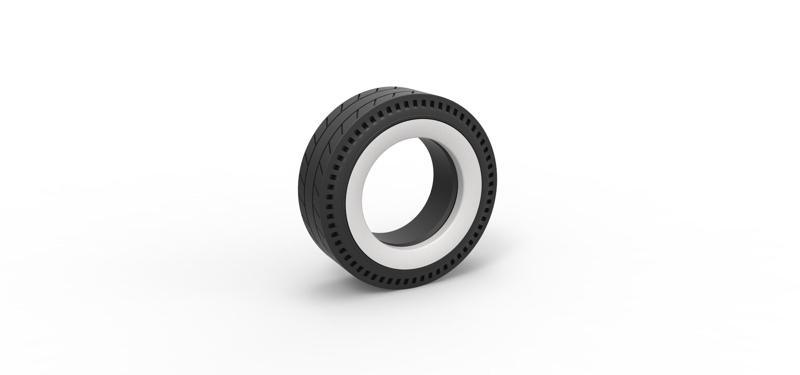 Diecast Whitewall rear tire of vintage dragster Version 5 Scale 1:25