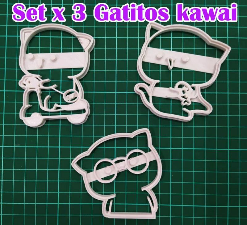 Set cutter cookie x3 Kawai kittens
