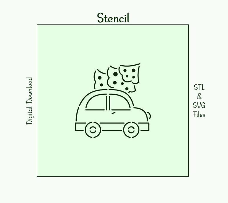 Christmas Car PYO Stencil File – Paint your own Stencil Digital download. STL 3D Print file, SVG Cutting file. P07