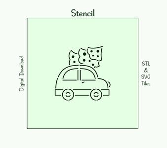 Christmas Car PYO Stencil File – Paint your own Stencil Digital download. STL 3D Print file, SVG Cutting file. P07