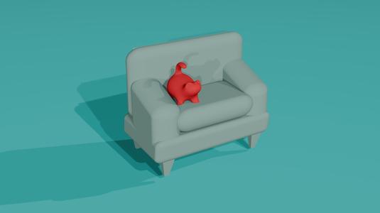 Relaxed cat on sofa - 3D printable model